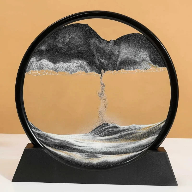 Sand Clock Moving Sand Art Picture Round Glass Quicksand Painting Home Decor