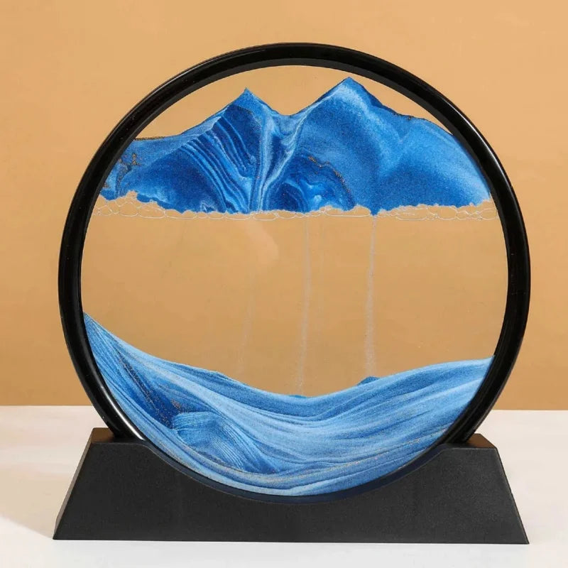 Sand Clock Moving Sand Art Picture Round Glass Quicksand Painting Home Decor