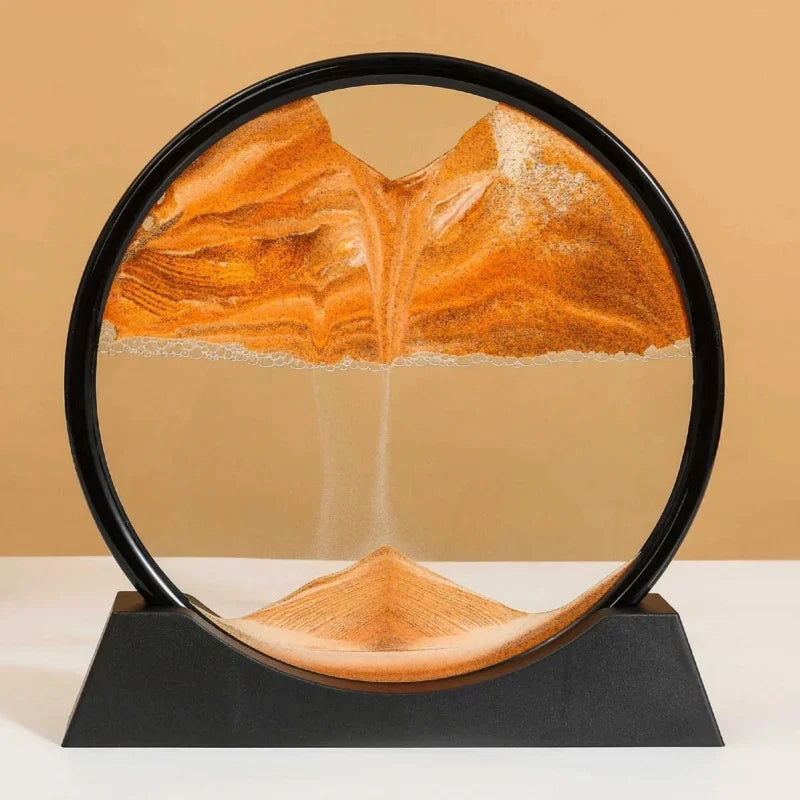 Sand Clock Moving Sand Art Picture Round Glass Quicksand Painting Home Decor